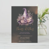 Witch Pet Moon Dark Halloween Party Invitation Kaart (Staand voorkant)