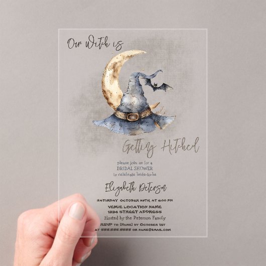 Witch Pet Moon Halloween Dark Vrijgezellenfeest Acryl Uitnodigingen (Insitu (Draagbaar))