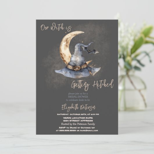 Witch Pet Moon Halloween Dark Vrijgezellenfeest Kaart (Staand voorkant)