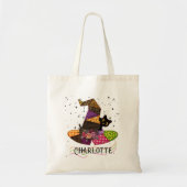 Witch Pet Patch Quilt Halloween Naam Tote Bag (Voorkant)