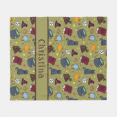 Witch Pet Potion Cat Pumpkin Sage Green Fleece Deken (Voorkant (Horizontaal))