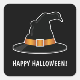 Witch Pet Sinaasappel Witch's Pet Happy Halloween  Vierkante Sticker