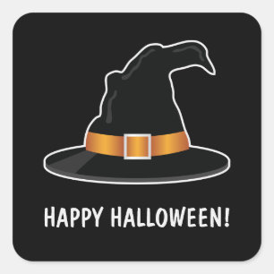 Witch Pet Sinaasappel Witch's Pet Happy Halloween  Vierkante Sticker