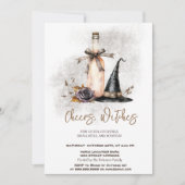 Witch Pet Wine Flower Halloween Party Invitation Kaart (Voorkant)