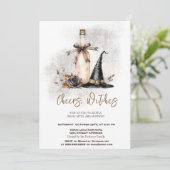 Witch Pet Wine Flower Halloween Party Invitation Kaart (Staand voorkant)