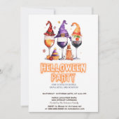 Witch Pet Wine Halloween Party Invitation Kaart (Voorkant)