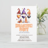 Witch Pet Wine Halloween Party Invitation Kaart (Staand voorkant)