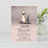 Witch Pet Wine Roos Glitter Bokeh Baby shower Kaart (Staand voorkant)
