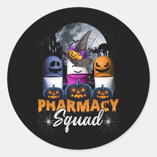 Witch Pills Apotheker Squad Halloween Co Ronde Sticker (Voorkant)
