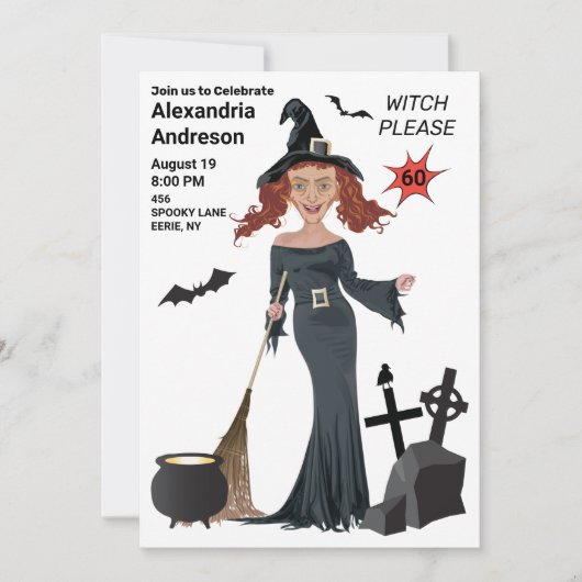 Witch Please 60th Birthday Womens New Funny Kaart (Voorkant)