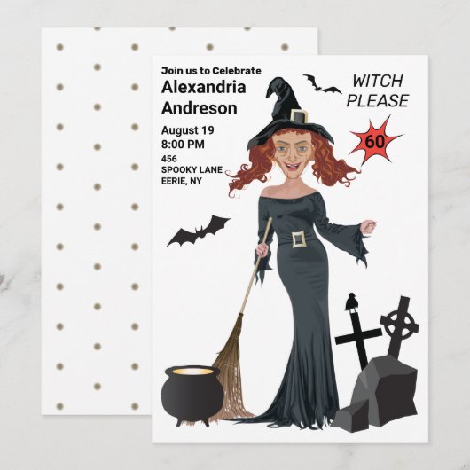 Witch Please 60th Birthday Womens New Funny Kaart (Voorkant / Achterkant)