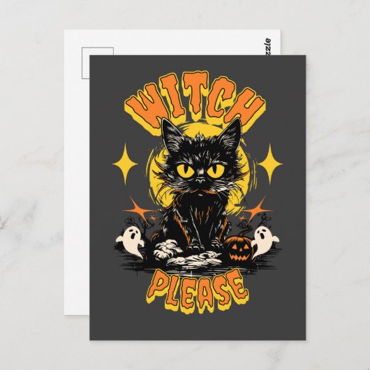 Witch Please Black Cat Halloween Briefkaart (Voorkant / Achterkant)