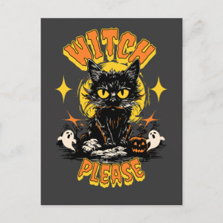 Witch Please Black Cat Halloween Briefkaart