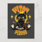 Witch Please Black Cat Halloween Briefkaart (Voorkant)