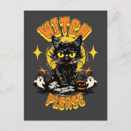 Witch Please Black Cat Halloween Briefkaart