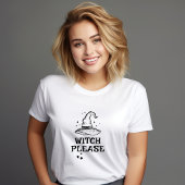 Witch Please Black en White Halloween Witch Pet T-shirt