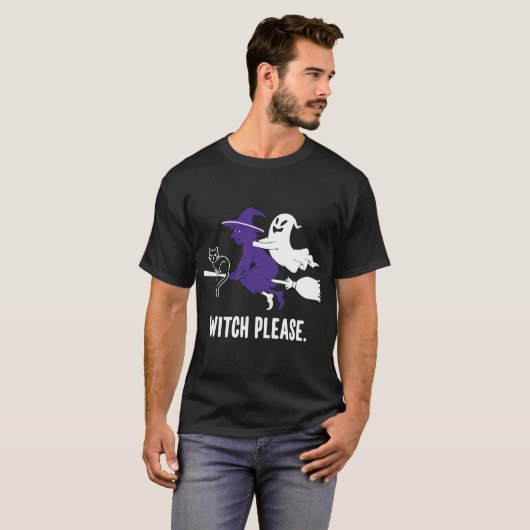 Witch Please Grappig Halloween Vliegende Heks Spoo T-shirt (Voorkant volledig)