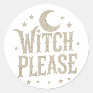 Witch Please Halloween Design - jaren 90 Retro Ronde Sticker