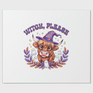 Witch Please Highland Cow Halloween Cadeaupapier
