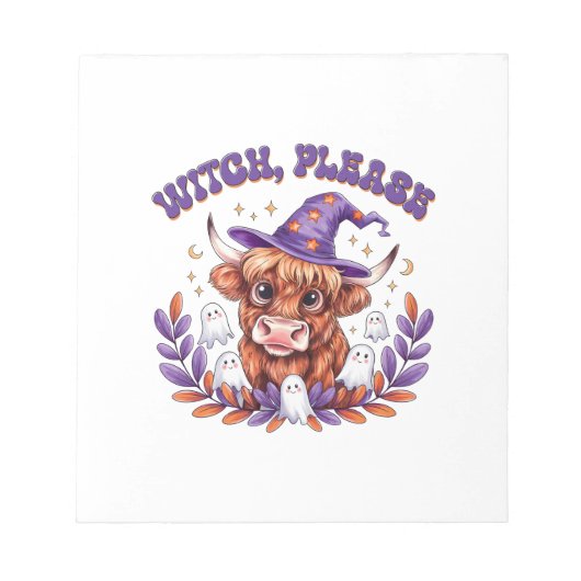 Witch Please Highland Cow Halloween Notitieblok (Voorkant)
