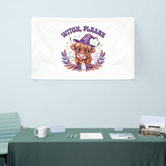 Witch Please Highland Cow Halloween Spandoek (Beurs)