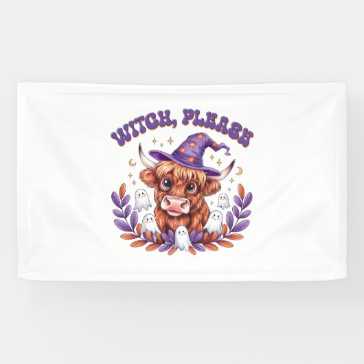 Witch Please Highland Cow Halloween Spandoek (Horizontaal)