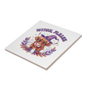 Witch Please Highland Cow Halloween Tegeltje (Zijkant)