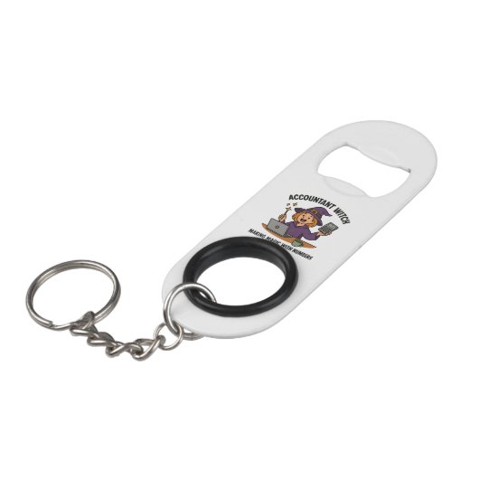 Witch Please, I’m an Accountant – Stainless Steel  Mini Flessenopener (Voorkant Gekanteld)