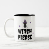 Witch Please met Schattigee zwarte kat Halloween Tweekleurige Koffiemok (Links)
