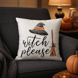 Witch Please Waterverf Halloween Wit Kussen