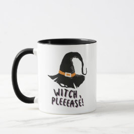 Witch Please Witches Pet Zwart-wit Halloween Mok