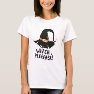 Witch Please Witches Pet Zwart-wit Halloween T-shirt