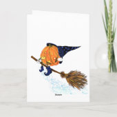 Witch pompoen vliegen grappig halloween Kaart (Achterkant)