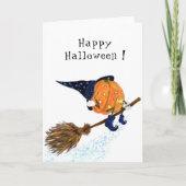 Witch pompoen vliegen grappig halloween Kaart (Voorkant)
