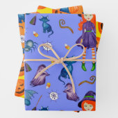 Witch Pumpkin Black Cat Design Perfect Halloween Inpakpapier Vel (In situ)