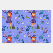 Witch Pumpkin Black Cat Design Perfect Halloween Inpakpapier Vel (Voorkant 2)