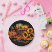 Witch Pumpkin en Sunflower Halloween Papieren Bordje (Feest)