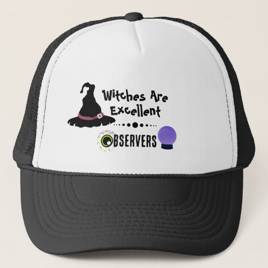 Witch Quote Crystal Ball Zwart Wit Fun Trucker Pet (Voorkant)