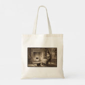 Witch Reading A Book with Black Cat Book Lover Tote Bag (Achterkant)