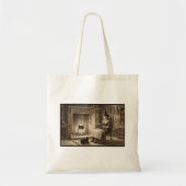 Witch Reading A Book with Black Cat Book Lover Tote Bag (Voorkant)