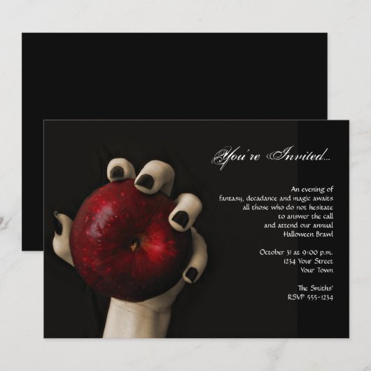 Witch Red Apple Halloween Party Kaart (Voorkant / Achterkant)