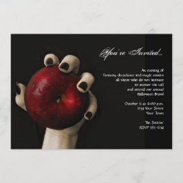 Witch Red Apple Halloween Party Kaart