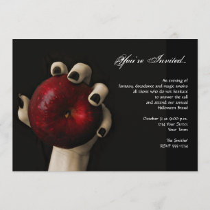 Witch Red Apple Halloween Party Kaart