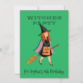 Witch Redhead Meisje Halloween Verjaardagsfeest Kaart (Voorkant)