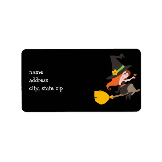 Witch Riding a Broomstick Etiket (Voorkant)