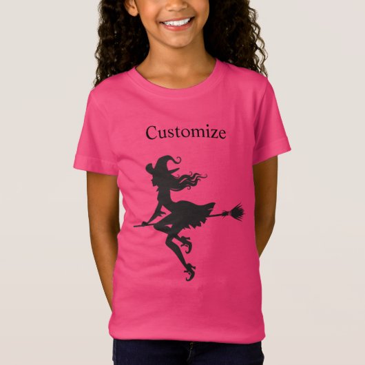 Witch Riding Broom Halloween T-shirt (Voorkant)