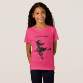Witch Riding Broom Halloween T-shirt (Voorkant volledig)