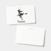 Witch Riding Broom Halloween Thunder_Cove Badge (Voor- en achterkant)