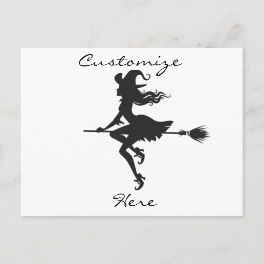 Witch Riding Broom Halloween Thunder_Cove Briefkaart (Voorkant)