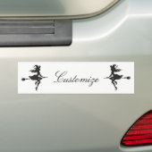 Witch Riding Broom Halloween Thunder_Cove Bumpersticker (Op auto)